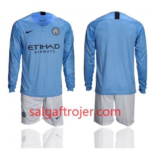 Manchester City Fodboldtrøjer Børn Hjemmebanesæt 2018/19 Langærmet Manchester City Fodboldtrøjer Børn Hjemmebanesæt 2018/19 Langærmet